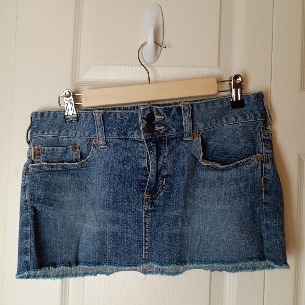 Hollister Micro Mini Skirt Junior Size 5 Blue Denim Pockets Vintage 00s Y2K